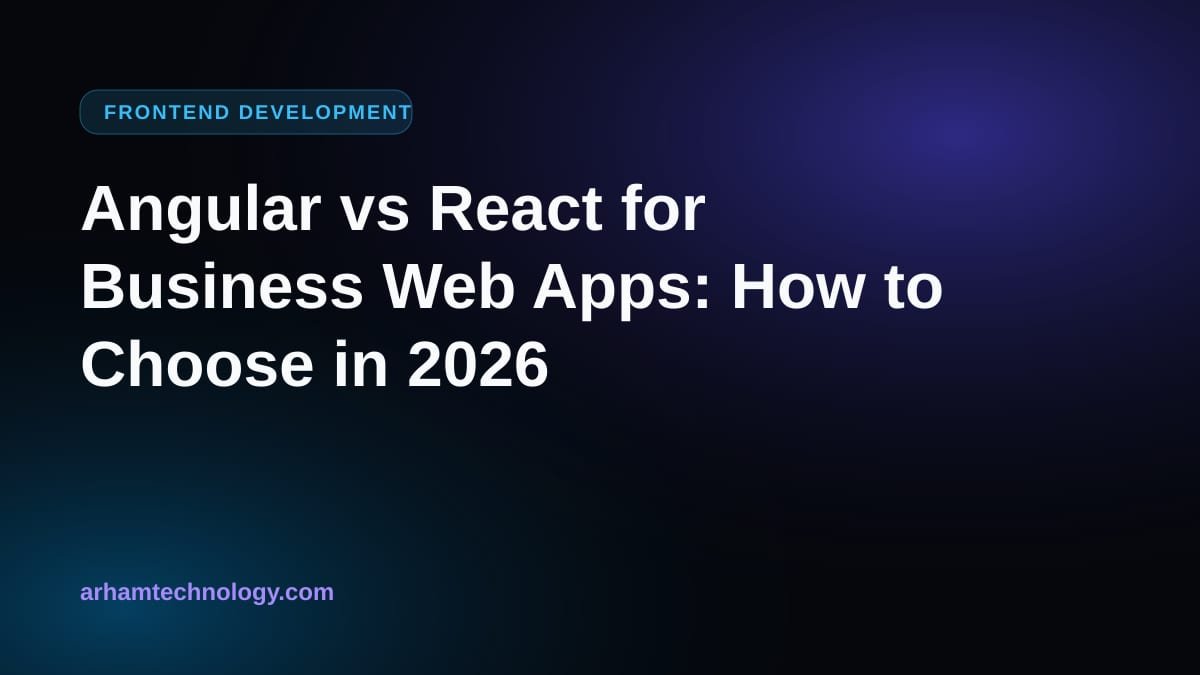 Two interface component stacks side by side illustrating an Angular vs React comparison for business web apps