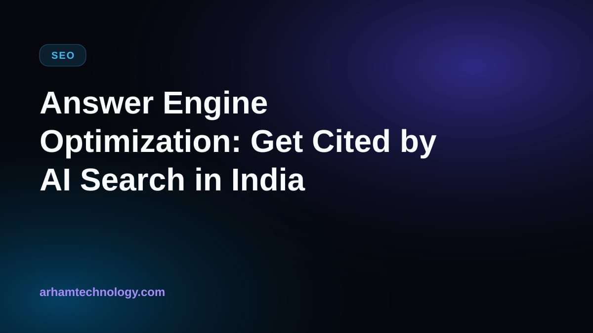 Illustration of answer engine optimization with search results flowing into an AI-generated answer