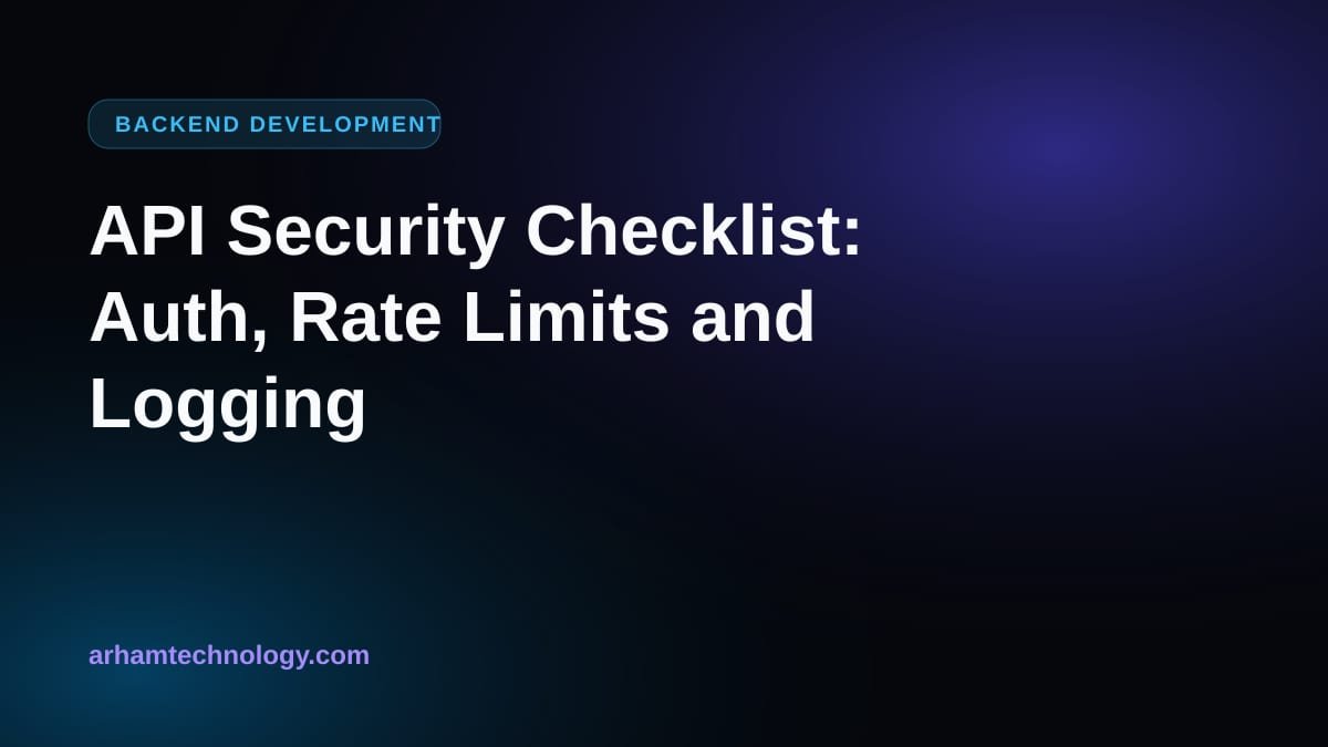 Shield and gateway over connected endpoints illustrating an API security checklist for authentication and rate limits