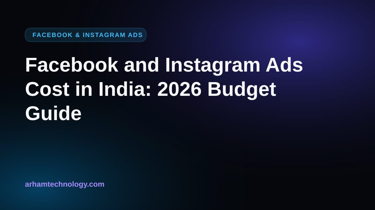 Illustration of a phone feed and budget dial showing Facebook ads cost in India