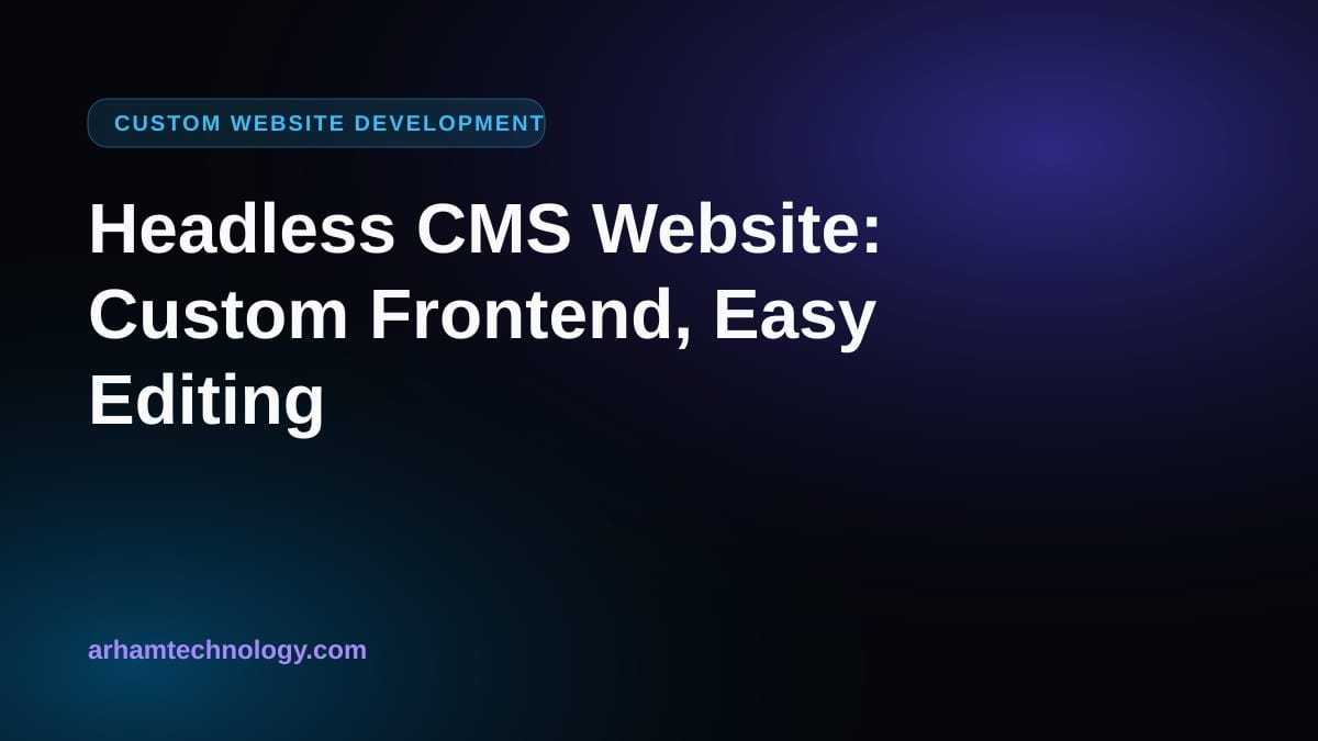 A content editor panel feeding an API that powers a fast custom frontend, illustrating a headless CMS website