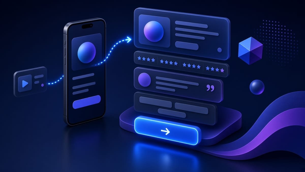 Wireframe of a high converting landing page with headline, proof blocks and a single call-to-action button