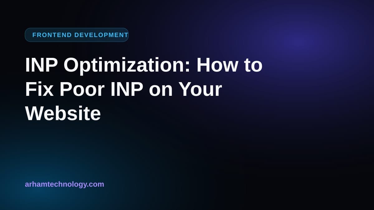 Browser interface with a responsiveness timeline illustrating INP optimization for a fast frontend