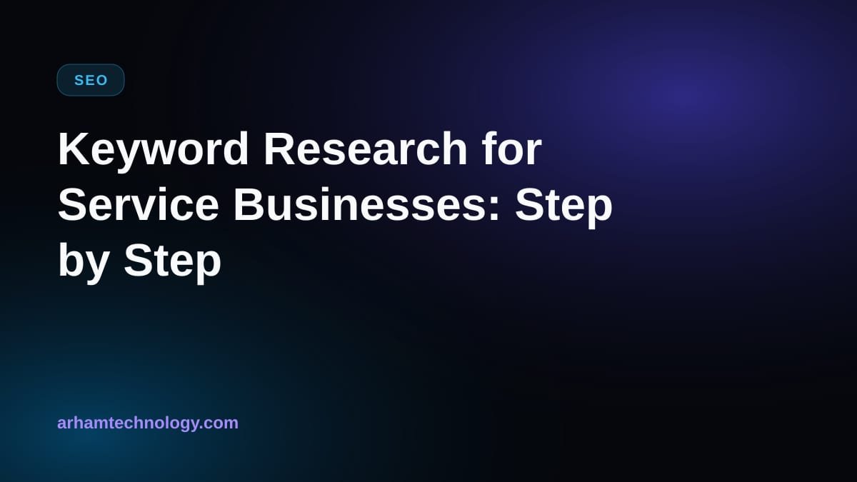 Illustration of a search bar and keyword map representing keyword research for service businesses