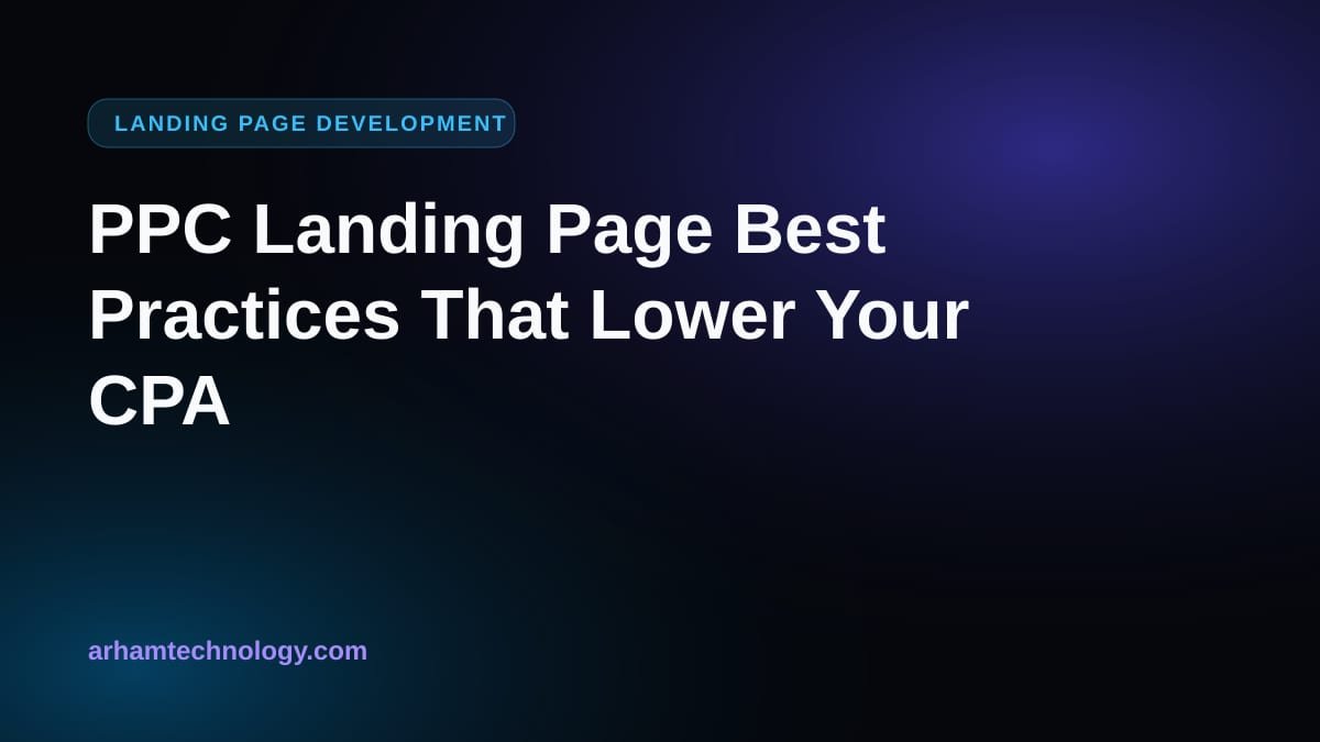 Diagram showing a search ad connected to a focused landing page, illustrating PPC landing page best practices that lower CPA