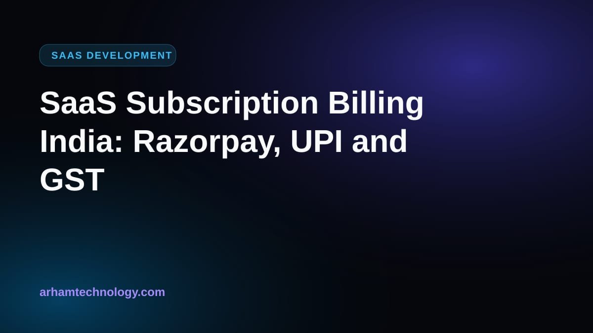 Editor-style illustration of SaaS subscription billing in India with recurring payment cycles, invoices and a billing dashboard