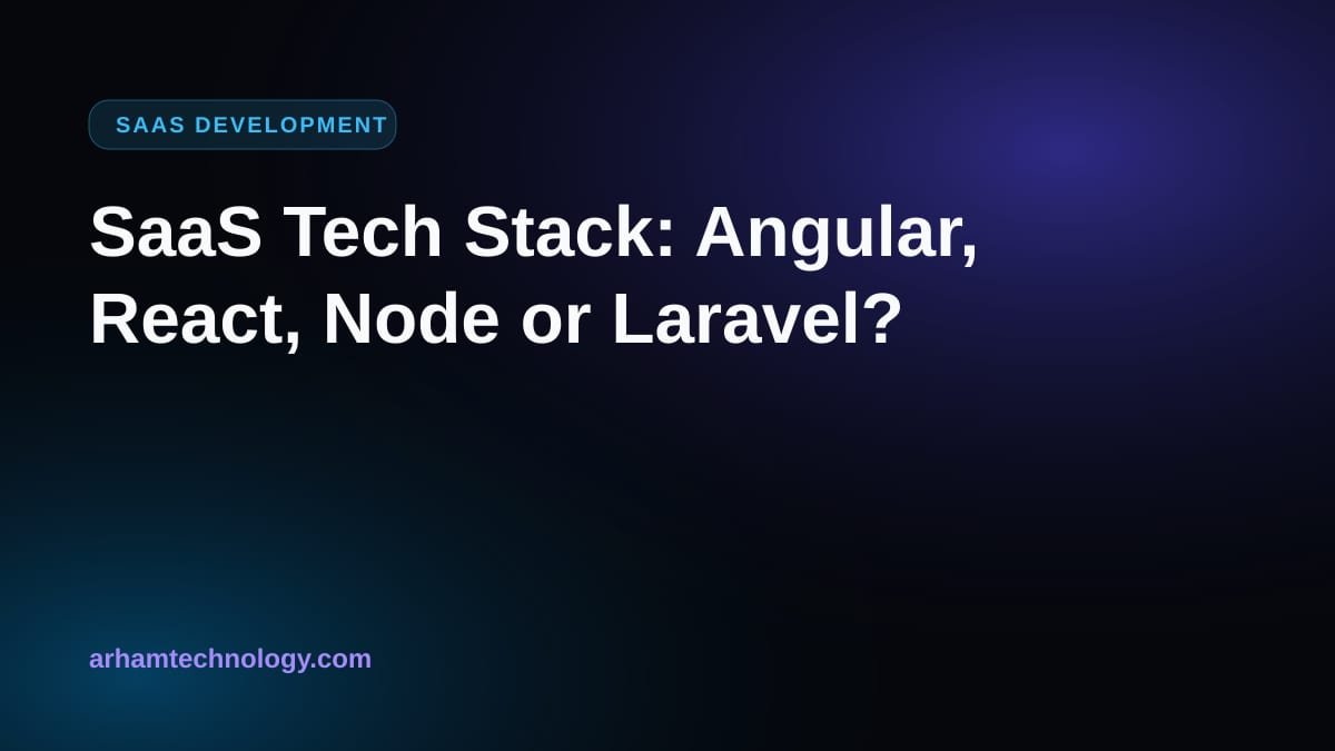 Layered illustration of a SaaS tech stack with frontend, API, database and queue blocks on a navy background