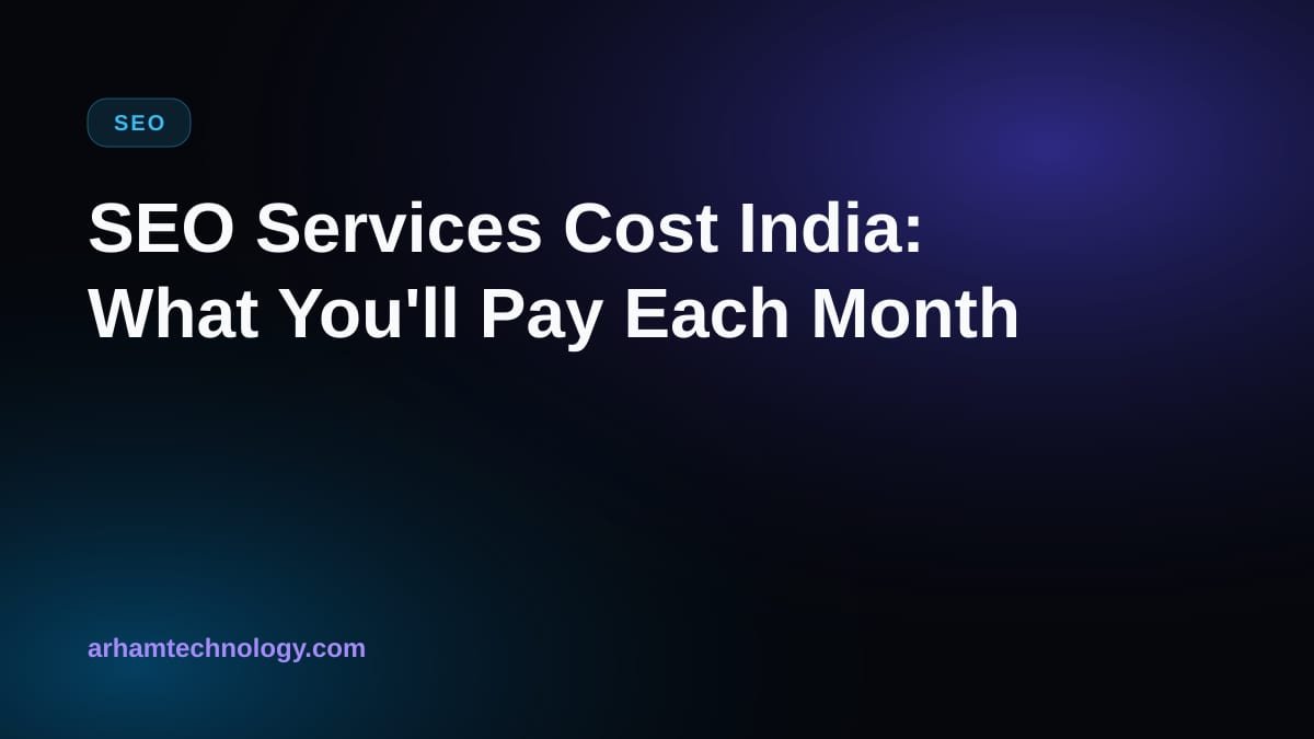 Illustration of a pricing chart and search results showing SEO services cost India by package