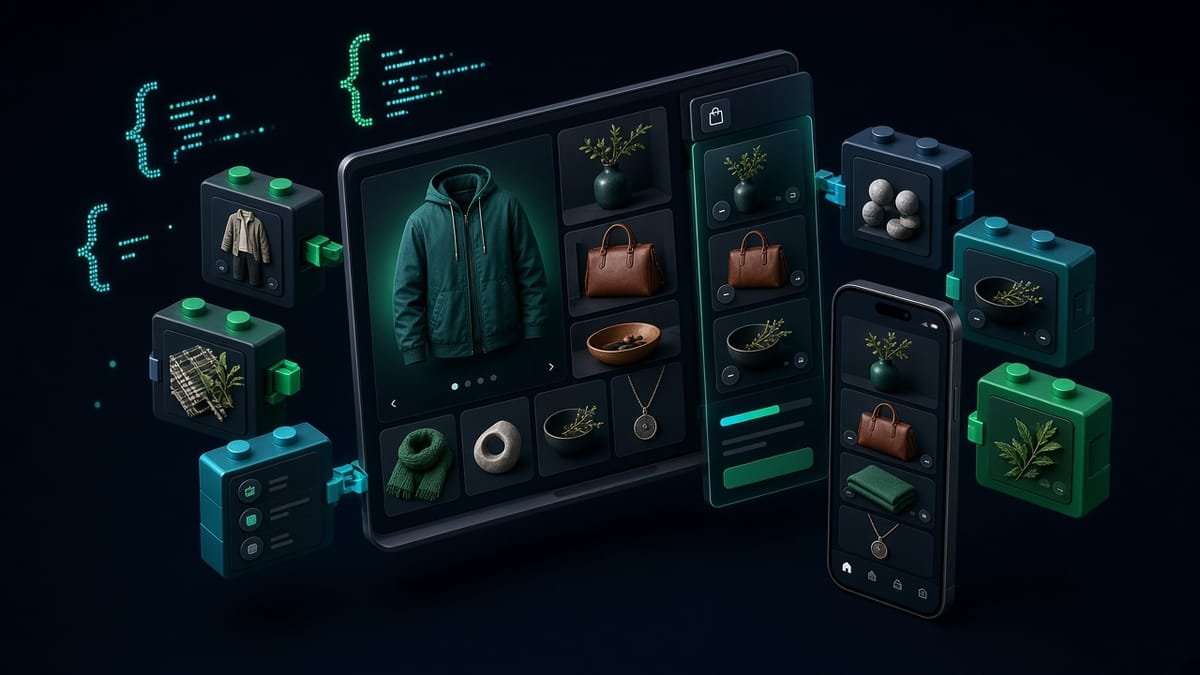 Modular Shopify storefront sections and a cart drawer assembled with Liquid code