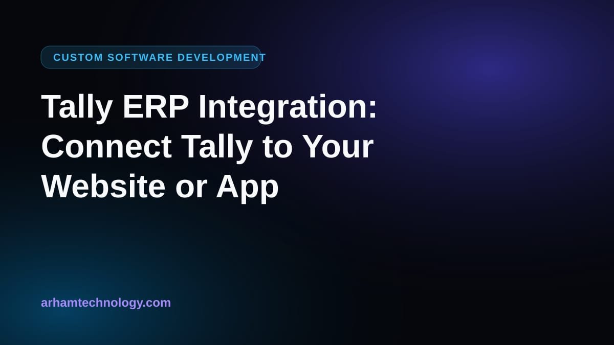 Tally ERP integration shown as a secure data bridge between accounting software and a web app