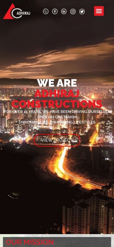 Adhiraj Constructions website on mobile