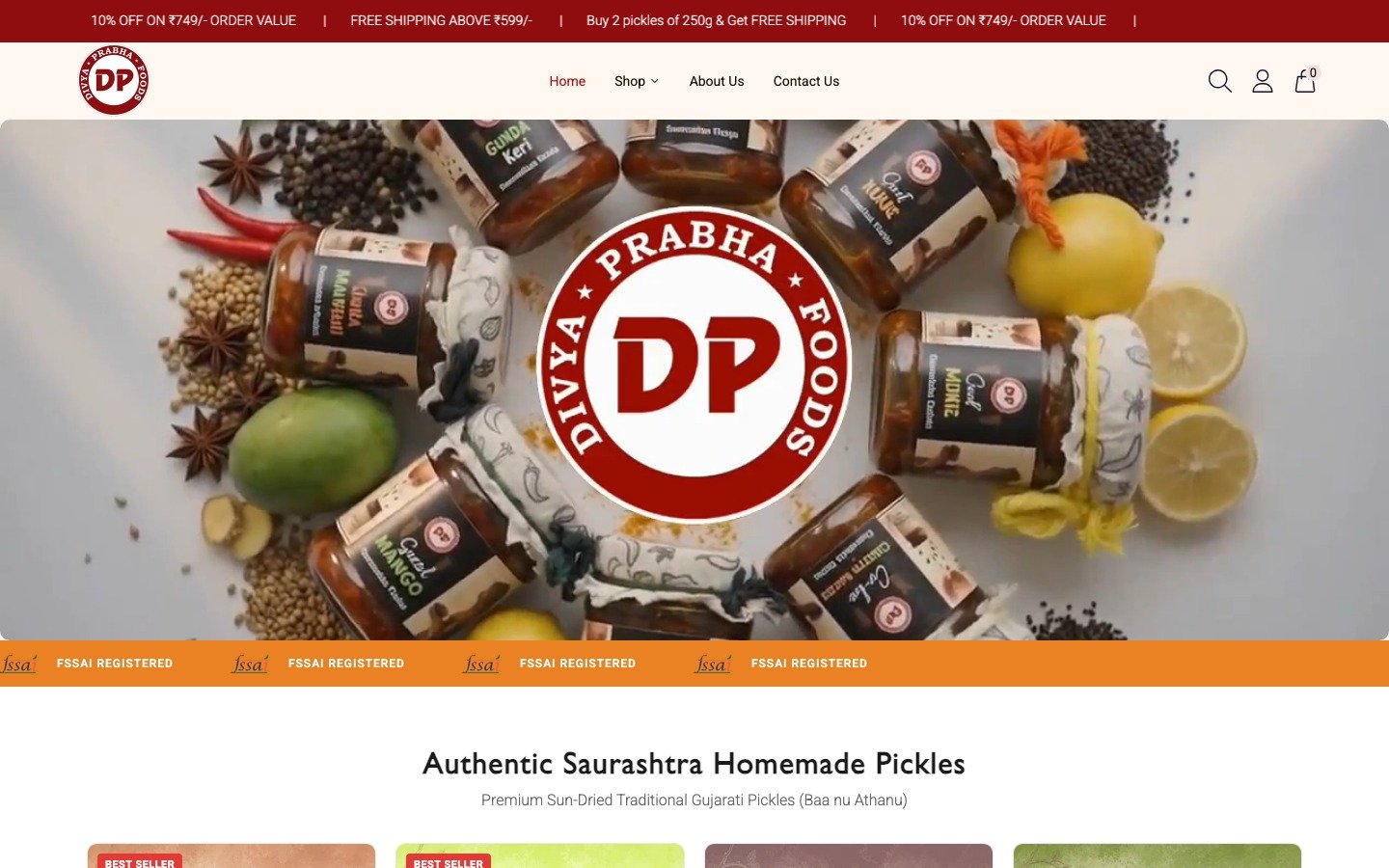 Divya Prabha Foods website on laptop