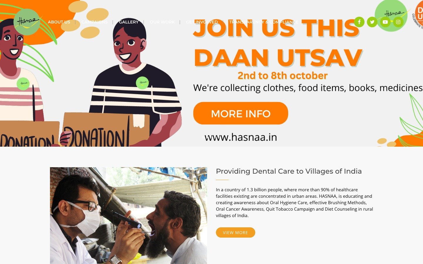 HASNAA Foundation website on laptop