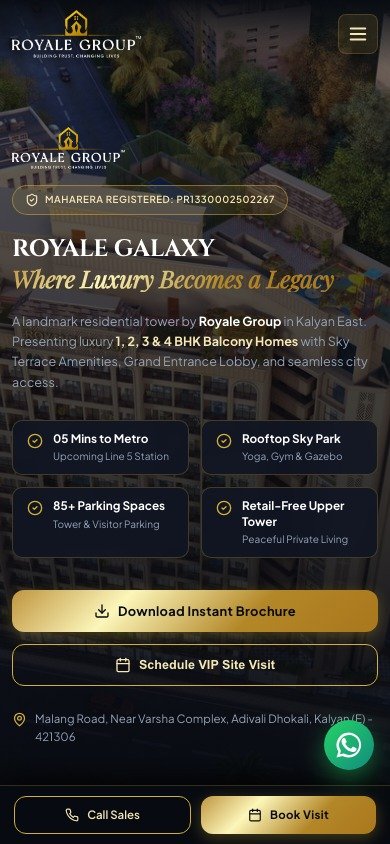 Royale Galaxy website on mobile